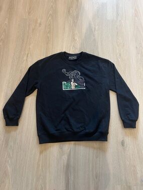 KUTTN Embroidered Crew Neck Sweater Black Sz M